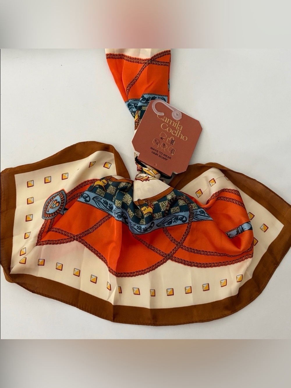 Camila Coelho Scarf Classic Printed Vintage Style Scarf Hair Purse Headband